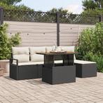 vidaXL 6-delige Tuinbankenset met kussens poly rattan zwart, Verzenden, Nieuw, Rotan
