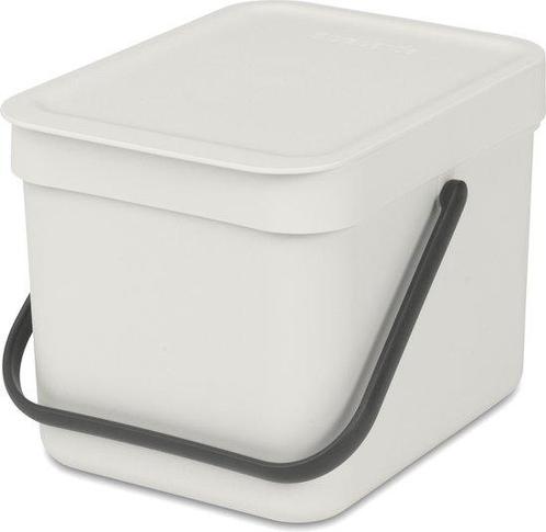 Brabantia Sort & Go Prullenbak - 6 liter - Light Grey, Huis en Inrichting, Woonaccessoires | Prullenbakken, Verzenden