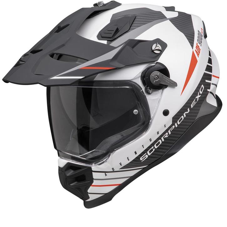Scorpion ADF-9000 Air Feat Mat Wit Zwart Rood Adventure Helm, Motoren, Kleding | Motorhelmen, Nieuw met kaartje, Overige merken