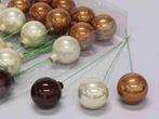 Kerstballen 5 cm. op lange draad opal natural combi doos, Nieuw, Ophalen of Verzenden
