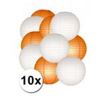 Oranje en wit lampionnen pakket 10x - Lampionnen, Hobby en Vrije tijd, Feestartikelen, Verzenden, Nieuw