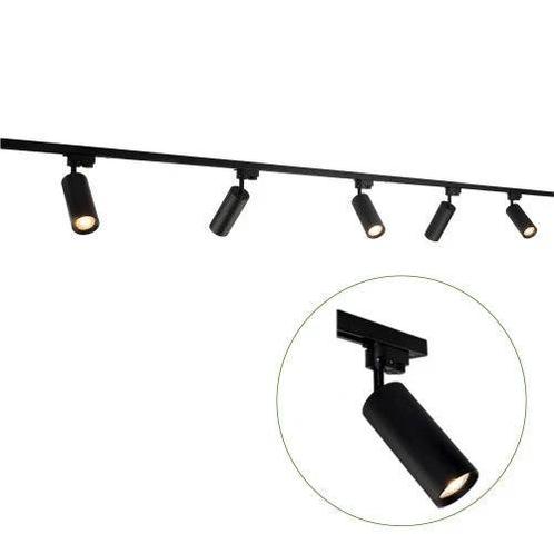 LED 1-fase Rails | Zwart | 3 meter | Inclusief 5 railspots, Huis en Inrichting, Lampen | Plafondlampen, Nieuw, Metaal, Ophalen of Verzenden