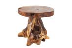 Massieve bijzettafel ROOT 40cm teakhouten kruk gemaakt van, Ophalen of Verzenden, Nieuw