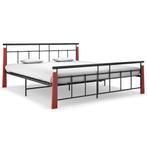 vidaXL Bedframe metaal en massief eikenhout 180x200 cm, Eenpersoons, Verzenden, Zwart, Nieuw