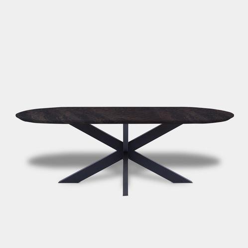 Tafel Plat Ovaal Eikenhout - Matrix - Dark Grey, Huis en Inrichting, Tafels | Eettafels