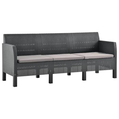 vidaXL Tuinbank 3-zits met kussens PP rattan, Tuin en Terras, Tuinsets en Loungesets, Nieuw, Verzenden