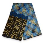 Afrikaanse stof - Zwart / Blauw - Polycotton - 1 yard, Hobby en Vrije tijd, Stoffen en Lappen, Ophalen of Verzenden, Nieuw