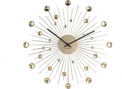 Wandklok Sunburst - Kristal - Goud - Large - Ø50cm, Huis en Inrichting, Woonaccessoires | Overige, Zo goed als nieuw, Ophalen of Verzenden