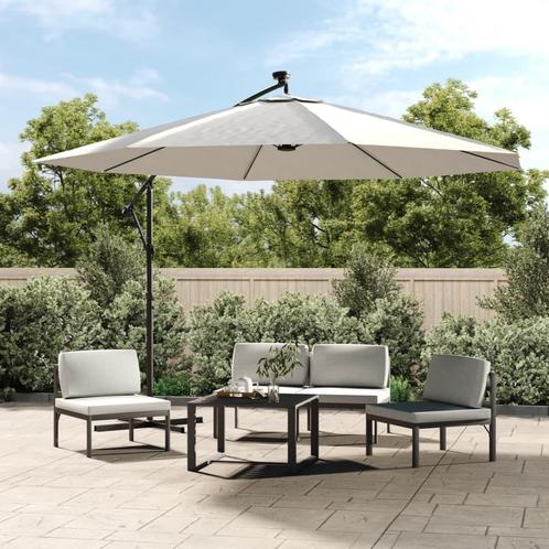 vidaXL Zweefparasol met LED-verlichting en metalen paal 350, Tuin en Terras, Parasols, Zweefparasol, Nieuw, 1 tot 2 meter, Verzenden