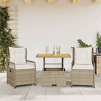 vidaXL 3-delige Tuinset met kussens poly rattan beige, 2 zitplaatsen, Nieuw, Tuinset, Verzenden