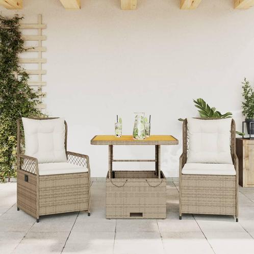 vidaXL 3-delige Tuinset met kussens poly rattan beige, Tuin en Terras, Tuinsets en Loungesets, Tuinset, Nieuw, 2 zitplaatsen, Rotan