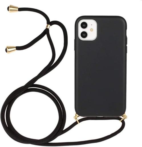 iPhone 12 Mini Crossbody TPU Hoesje met Koord Zwart, Telecommunicatie, Mobiele telefoons | Hoesjes en Frontjes | Apple iPhone