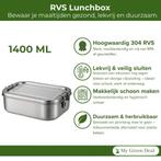 My Green Deal – RVS Lunchbox 1400ml – Lekvrij & Herbruikbaar, Verzenden, Nieuw