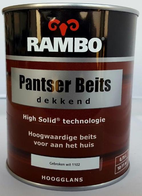 Rambo Pantserbeits Dekkend - Griffelgrijs 1112 - 0,75 liter, Doe-het-zelf en Verbouw, Verf, Beits en Lak, Beits, Grijs, Nieuw