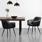 Eetkamerstoel Birmingham set van 2 fauteuils 81x57x53 cm zwa, Huis en Inrichting, Stoelen, Verzenden, Nieuw