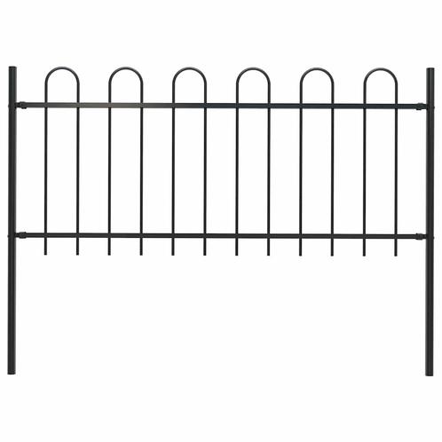 vidaXL Tuinhek met ronde bovenkant 1,8 m staal zwart, Tuin en Terras, Schuttingen, Nieuw, IJzer, Minder dan 1 meter, Verzenden