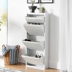 Schoenenkast Sokndal 4 kleppen wit 118x50x15 cm [en.casa], Verzenden, Nieuw