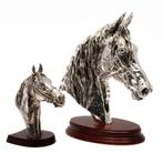 A silver horse head and a silver plated horse head, Antiek en Kunst, Antiek | Goud en Zilver, Zilver, Ophalen