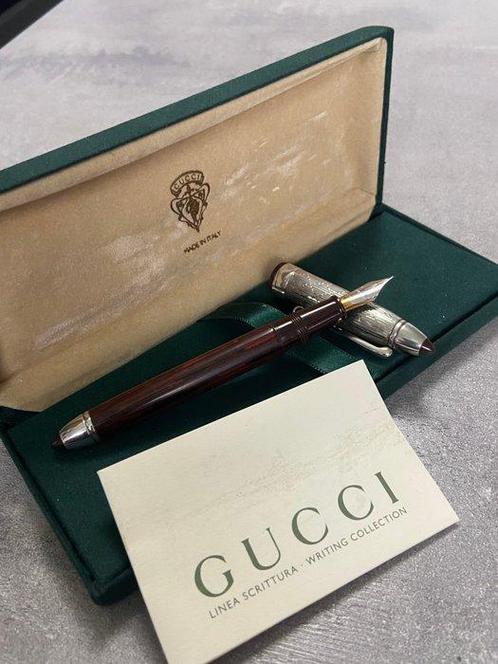 Gucci, penna stilografica in argento 925 - radica - pennino, Verzamelen, Pennenverzamelingen