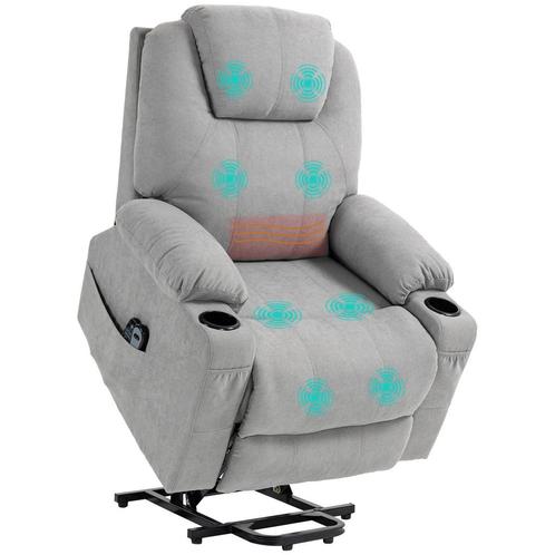 Seniorenstoel - Opstaan hulp - Massagefunctie - Grijs, Huis en Inrichting, Fauteuils, Nieuw, Stof, Ophalen of Verzenden