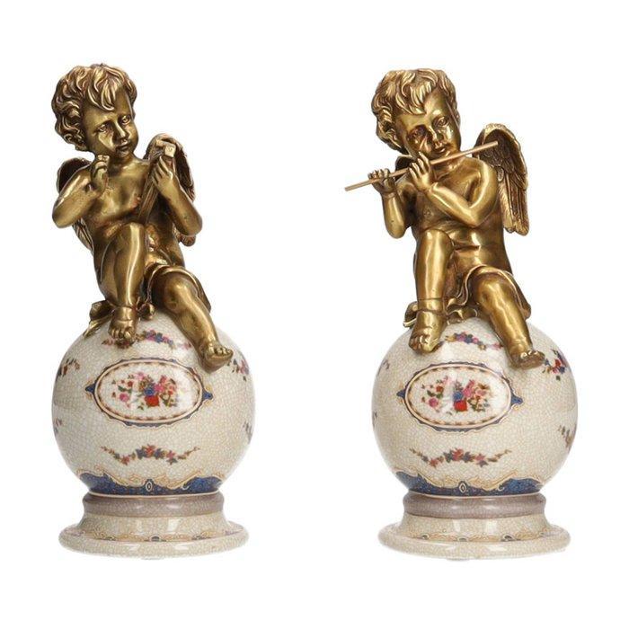 Beeldje - Putti (2) - Brons, Porselein, Diversen, Kerst