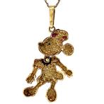Gouden Minnie Mouse hanger met robijn, saffier en diamant 14, Ophalen of Verzenden, Nieuw