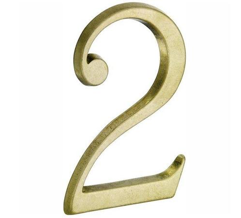 Huisnummer 2 Roman 120 mm Messing Antiek, Huis en Inrichting, Woonaccessoires | Overige, Nieuw, Ophalen of Verzenden