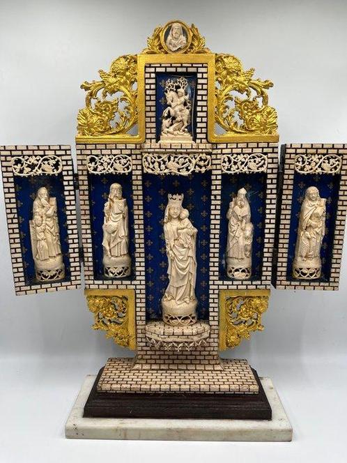sculptuur, Altar tríptico - Virgen con Niño, los, Antiek en Kunst, Kunst | Niet-Westerse kunst