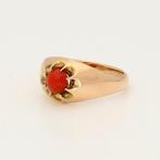 Ring - 18 karaat Geel goud - 0.13ct. tw. Bloedkoraal, Sieraden, Tassen en Uiterlijk, Ringen, Nieuw