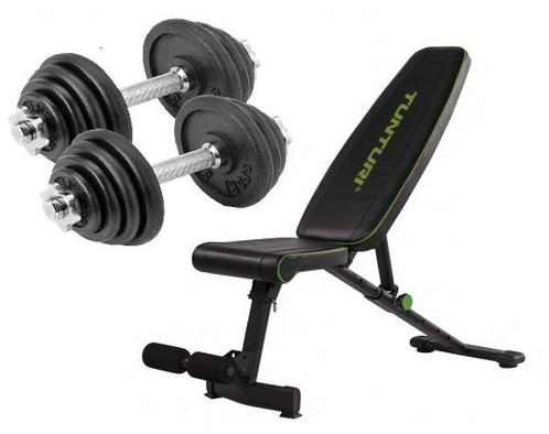 Tunturi UB20 + 2x Dumbellset 15 kg, Sport en Fitness, Fitnessapparatuur, Nieuw, Metaal, Verzenden