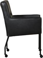 Set van 6 Zwarte leren moderne eetkamerstoelen - Granada lee, Huis en Inrichting, Overige kleuren, Nieuw, Leer, Ophalen of Verzenden