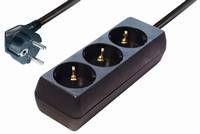 3-voudige stekkerdoos schuko met 1,4m kabel Zwart, Doe-het-zelf en Verbouw, Elektra en Kabels, Nieuw, Ophalen of Verzenden