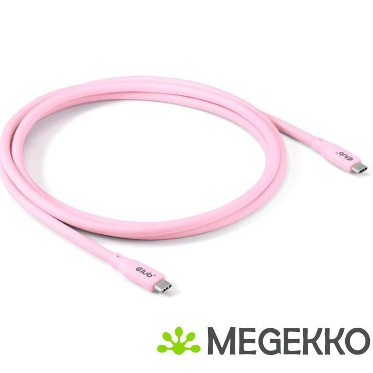 Club3D USB4 Gen 3x2 20Gbps 240W USB Type-C 2m Roze, Computers en Software, Overige Computers en Software, Nieuw, Verzenden
