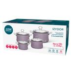 Altom Design Izydor 8 Delige Emaille Pannenset Retro Paars -, Huis en Inrichting, Keuken | Potten en Pannen, Ophalen of Verzenden