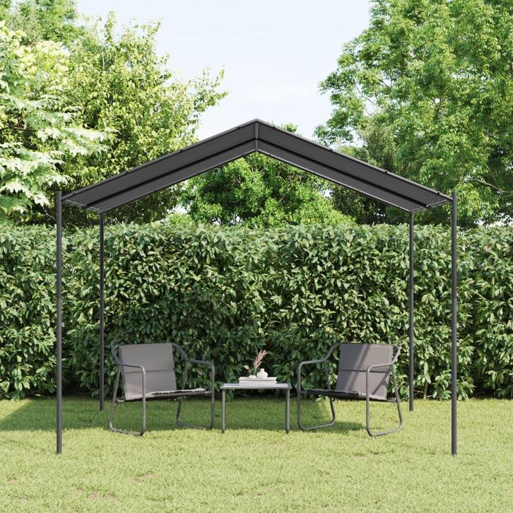 vidaXL Tuinpaviljoen 3x3 m staal en stof antracietkleurig, Tuin en Terras, Partytenten, Nieuw, Verzenden