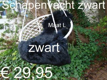 Schapenvacht ZWART XXL kort en lang haar schapenvel € 29,95