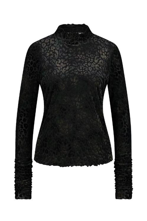 -50% Nukus  Nukus Herning top panter fw240110  maat S, Kleding | Dames, Tops, Zwart, Nieuw, Verzenden