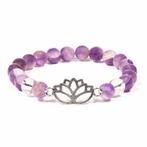 Edelsteen Armband Amethist/ Bergkristal met Lotus, Verzenden, Nieuw