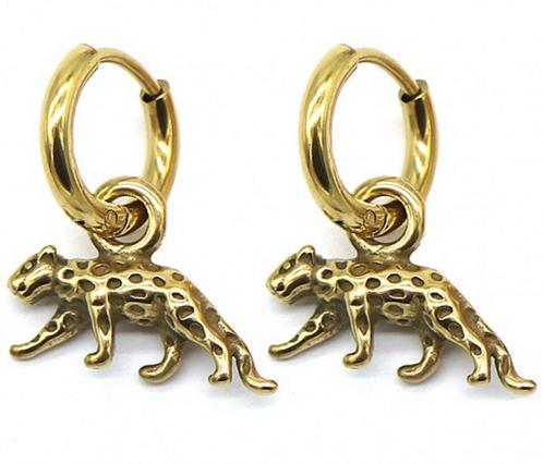 Luipaard oorbellen - Hypoallergeen - Verkleuren niet, Sieraden, Tassen en Uiterlijk, Oorbellen, Hangers, Goud, Nieuw, Overige materialen