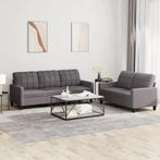 vidaXL 2-delige Loungeset met kussens kunstleer grijs, Huis en Inrichting, Banken | Bankstellen, Verzenden, 150 tot 200 cm, Nieuw