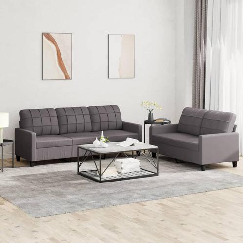 vidaXL 2-delige Loungeset met kussens kunstleer grijs, Huis en Inrichting, Banken | Bankstellen, Nieuw, 150 tot 200 cm, Leer, Vierpersoons of meer