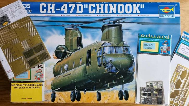 Trumpeter 05105 CH-47D Chinook 1:35 + 4 opties!, Hobby en Vrije tijd, Modelbouw | Vliegtuigen en Helikopters, Verzenden