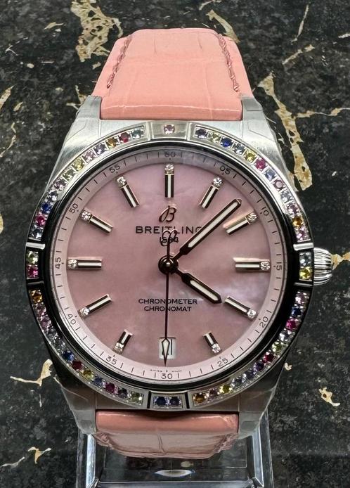Breitling Chronomat Automatic 36 South Sea - Pink Dial, Sieraden, Tassen en Uiterlijk, Horloges | Dames, Leer, Nieuw, Goud, Overige merken