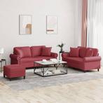 vidaXL 3-delige Loungeset met kussens kunstleer wijnrood, Verzenden, Nieuw, Vierpersoons of meer, Leer