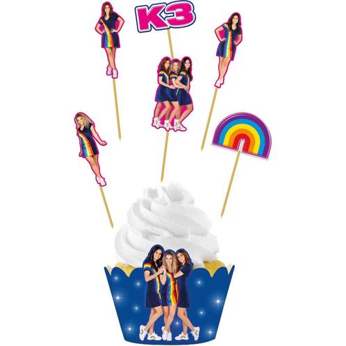 Cupcake Decoratie Set K3 12-delig, Hobby en Vrije tijd, Feestartikelen, Nieuw, Verzenden