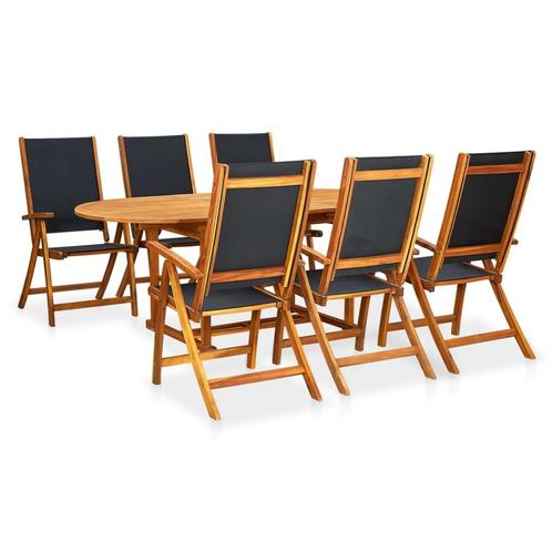 vidaXL 7-delige Tuinset massief acaciahout, Tuin en Terras, Tuinsets en Loungesets, Tuinset, Nieuw, 6 zitplaatsen, Hout, Verzenden