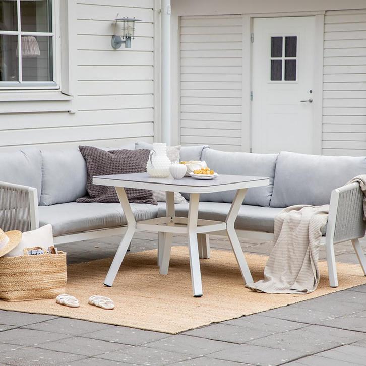 40% korting | Loungeset 2 delig wit | lichtgrijze kussens, Tuin en Terras, Tuinsets en Loungesets, Nieuw, Verzenden