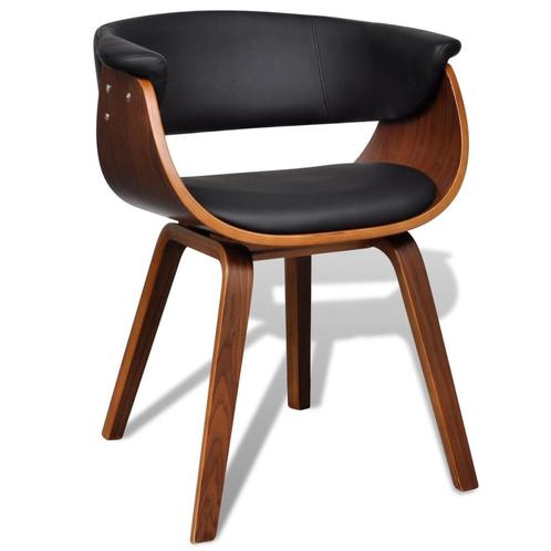 vidaXL Eetkamerstoel gebogen hout en kunstleer, Huis en Inrichting, Stoelen, Zwart, Nieuw, Verzenden