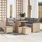 vidaXL Tuin Sofa Set met kussen 8 pcs Beige Poly riet, Verzenden, Nieuw, Rotan