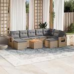 vidaXL 10-delige Loungeset met kussens poly rattan gemengd, Verzenden, Nieuw, Rotan, Loungeset
